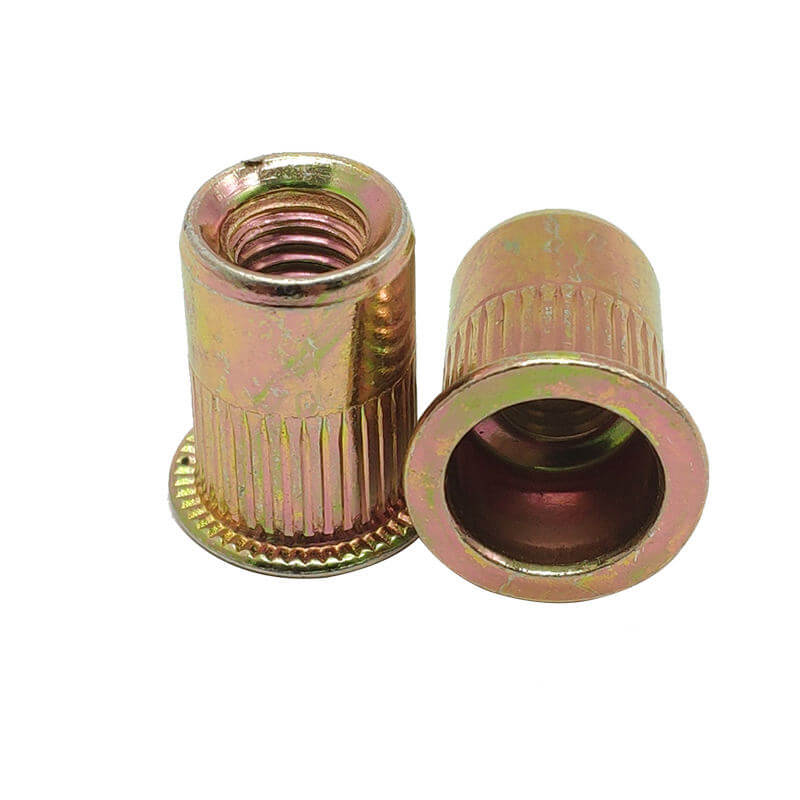 Zinc plating - yellow color countersunk head knurled body rivet nut