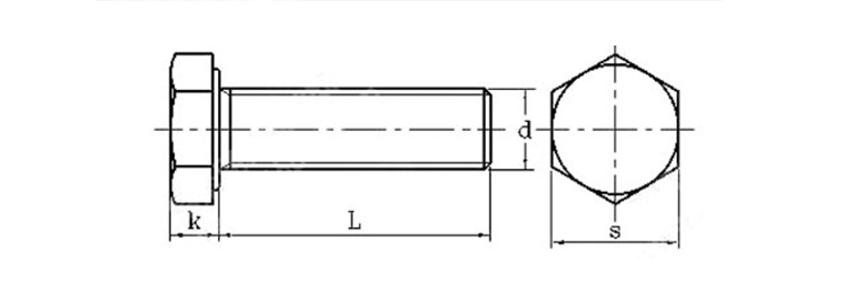 DIN933 hexagonal screw drawing