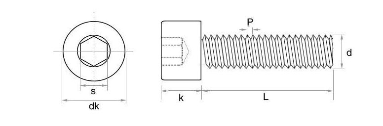 Socket head screw drawing