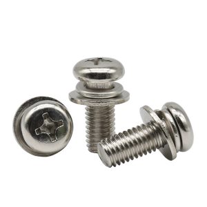 Flat spring pad combination hand screw