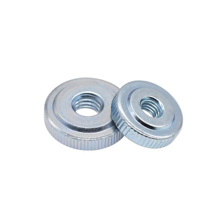 Galvanized knurled nuts with flat head